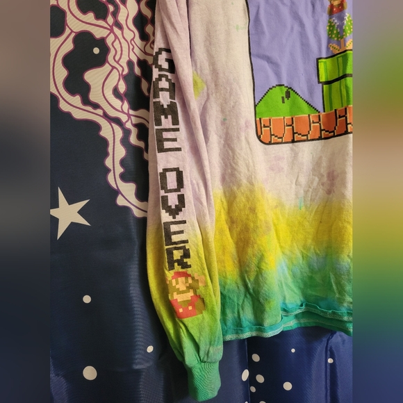 NES Nintendo Mario Bros Hand Tie-Dyed Shirt - Picture 3 of 11